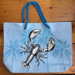 Ocean Blue Lobster Spacious Tote Bag Snap Magnet Closure Cell Phone Pocket Woven